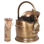 Antique Brass Coal Scuttle With Shovel And Matches, thumbnail 2 of 9