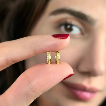 Citrine November Birthstone Small Huggie Hoop Earrings, 5 of 5