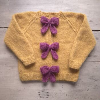 Hand Knitted Personalised Alpaca Bow Cardigan, 12 of 12