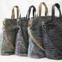 Fair Trade Woven Cotton Leather Double Handle Handbag, thumbnail 1 of 9