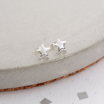 Tiny Sterling Silver Star Earrings, 2 of 2