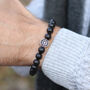 Mens Personalised Onyx And Silver Bead Bracelet, thumbnail 1 of 5