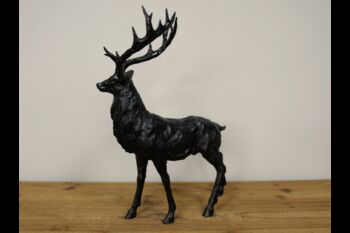 38cm Standing Stag Deer Bronze Effect Ornament Figurine Gift, 5 of 8
