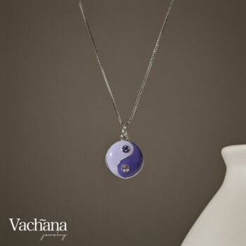 Purple Enamel Yin Yang Pendant Necklace, 2 of 5