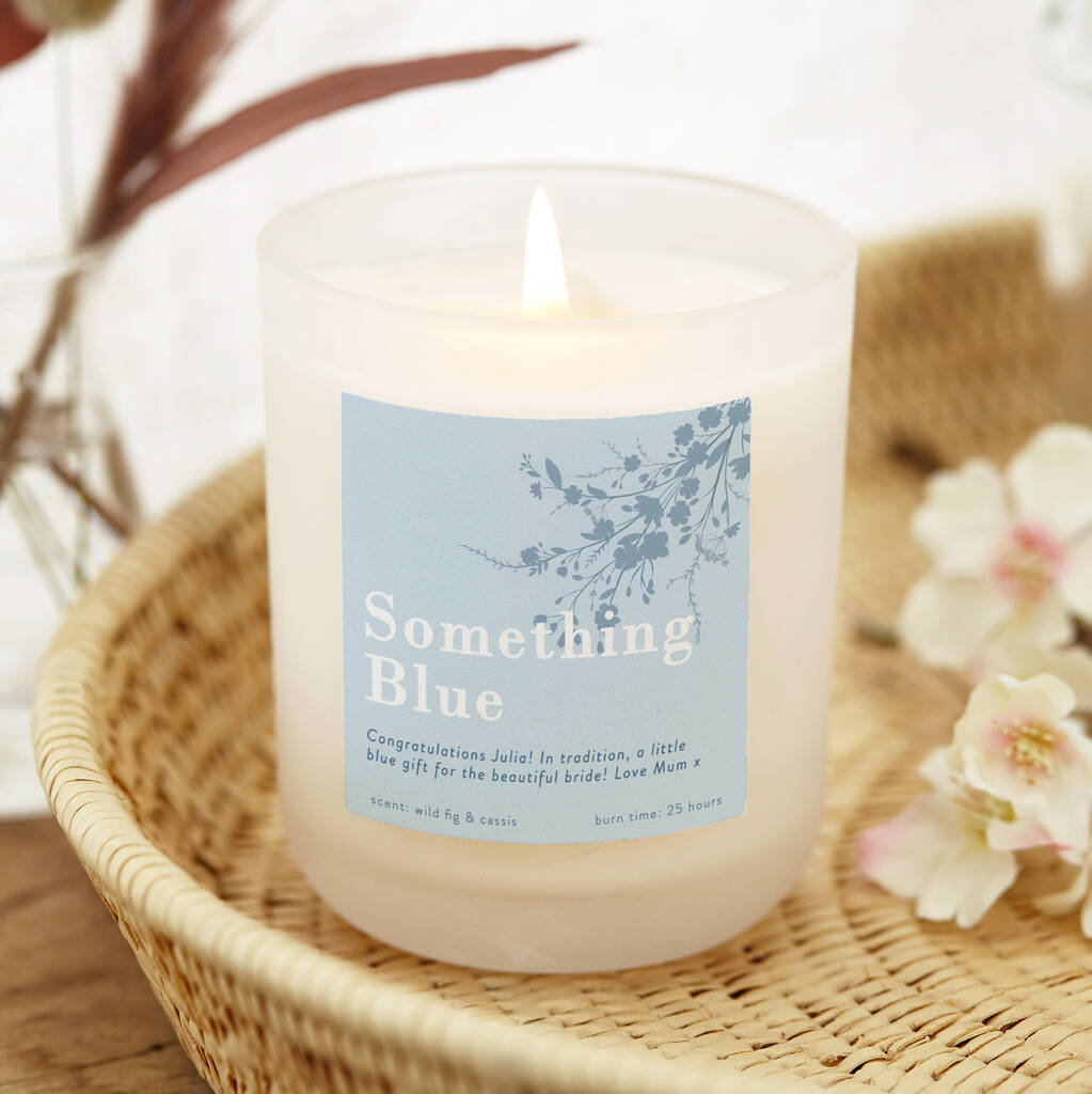 Wedding Gift For Bride Something Blue Candle, 1 of 3