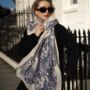 Blue Willow Tiger Print Scarf In Personalised Gift Box, thumbnail 3 of 7