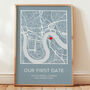 Personalised Our First Date Map Print, thumbnail 1 of 6