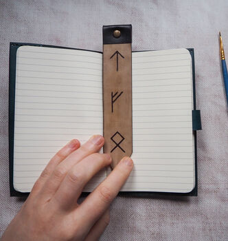 Personalised Leather Rune Bookmark, 3 of 9