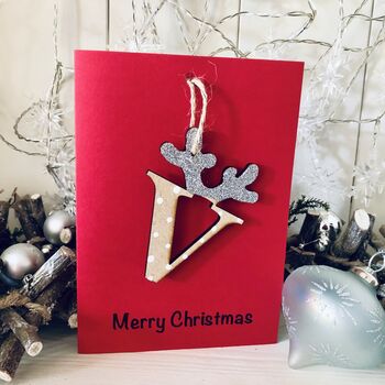 Personalised Reindeer Letter Christmas Card Decoration, 6 of 6