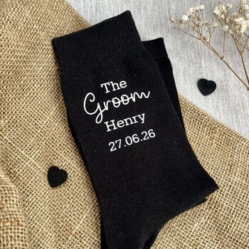 Personalised The Groom Wedding Day Socks, 5 of 5