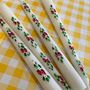 Hand Painted Pair Of Strawberry Taper Candles, thumbnail 2 of 6