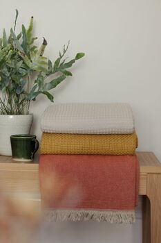 Puglia Cotton And Linen Modern, Double Sided Blanket Terracotta, 5 of 12
