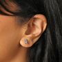 Birthstone Cluster Stud Earrings In Silver, thumbnail 1 of 10