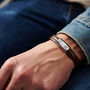 Personalised Men's Eleven Year Anniversary Stainless Steel And Leather Bracelet, thumbnail 1 of 7