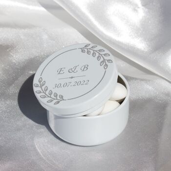 Set Of 15 Wedding Favour Personalised Metal Tins, 5 of 9