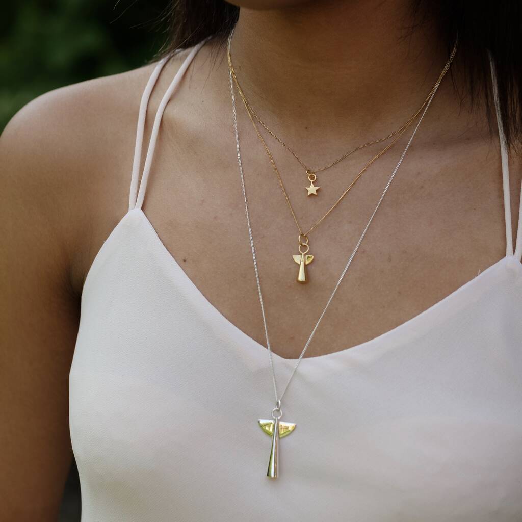 angel necklace - gold angel necklace - silver angel necklace