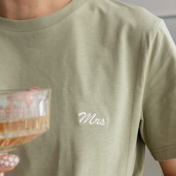 Personalised Embroidered Mrs Script T Shirt, 8 of 10