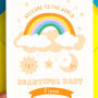 Personalised New Baby Rainbow And Stars Greeting Card, thumbnail 2 of 5
