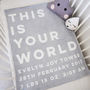 Personalised 'This Is Your World' New Baby Blanket, thumbnail 1 of 4