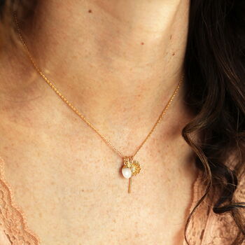 Personalised Birth Flower And Bail Birthstone Pendant Necklace In Gold Plating, 3 of 7
