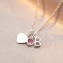 Sterling Silver Heart, Mini Letter, Birthstone Necklace, thumbnail 3 of 7