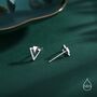 Art Deco Style Tiny Double Triangle Stud Earrings In Sterling Silver, thumbnail 5 of 11