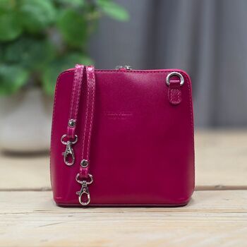 Leather Cross Body Handbag In Fuchsia Pink, 3 of 3