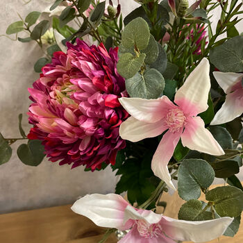 Hot Pink Faux Chrysanthemums Artificial Flower Arrangement, 2 of 3