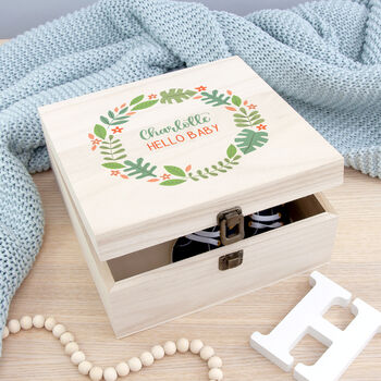 Personalised Hello Baby Wreath Keepsake Box, 9 of 12