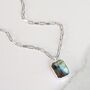 The Rectangle Labradorite Necklace, Silver, thumbnail 1 of 11