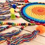 Large Rainbow Vegan Pom Pom Beads Dream Catcher, thumbnail 7 of 10