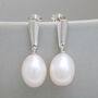 Silver Pearl Dropper Earrings, thumbnail 10 of 11