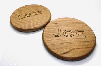 Personalised Solid Cherry Wooden Wireless Charger, 8 of 9
