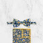 Wedding 100% Cotton Floral Print Tie In Blue And Yellow, thumbnail 7 of 9
