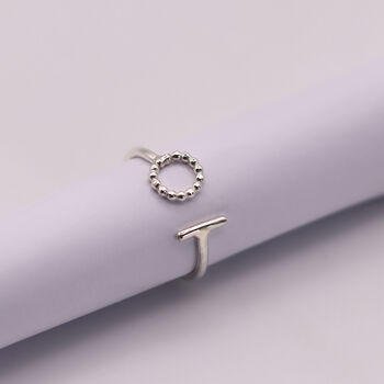 T Bar Silver Beaded Wire Ring, 4 of 5