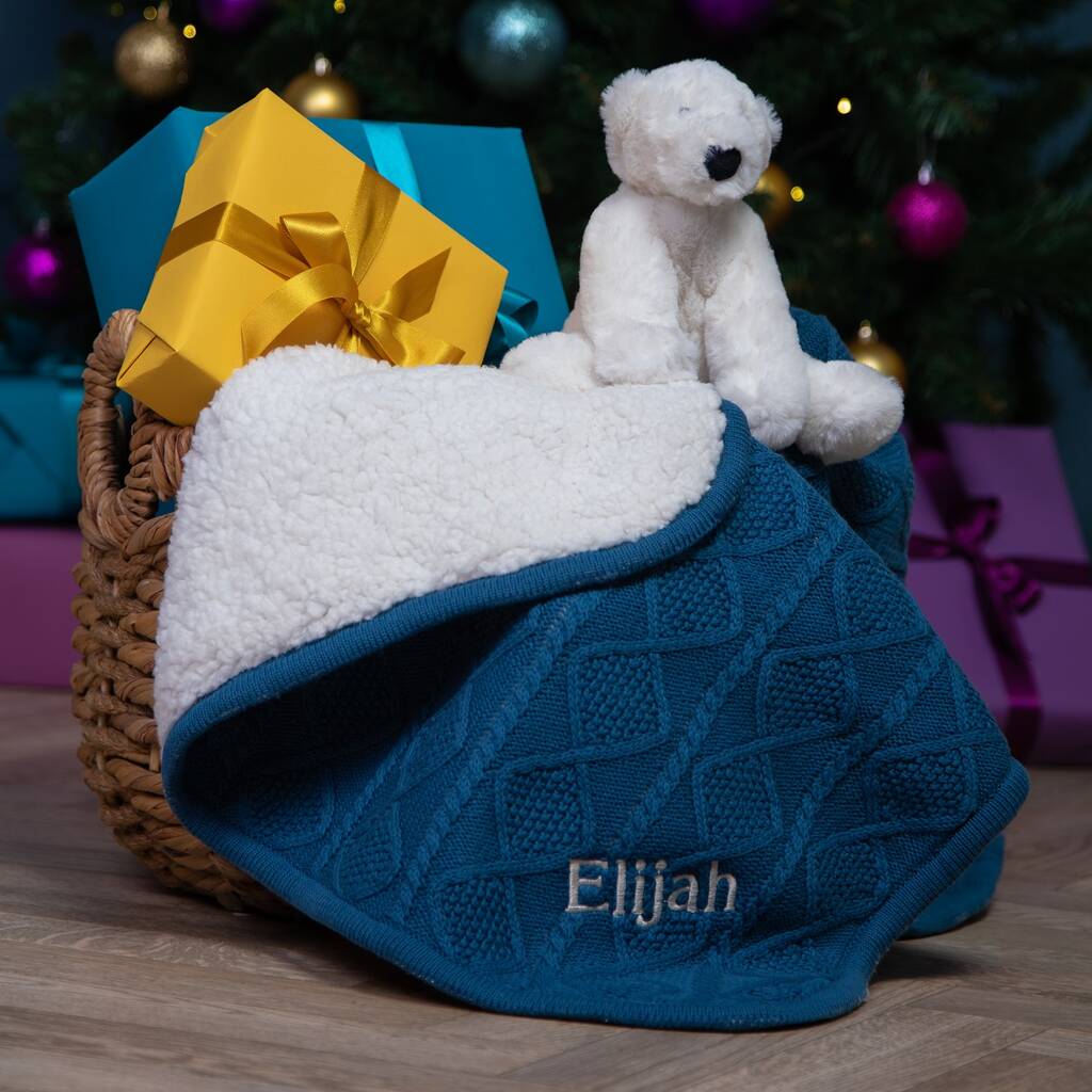 Personalised Blue Sherpa Blanket Gift Set, 1 of 6