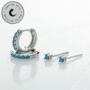 Turquoise Stone Huggie And Tiny Stud Set Of Earrings, thumbnail 2 of 8
