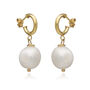 Drop Pearl Hoop Earrings In Gold Or Sterling Silver, thumbnail 2 of 3