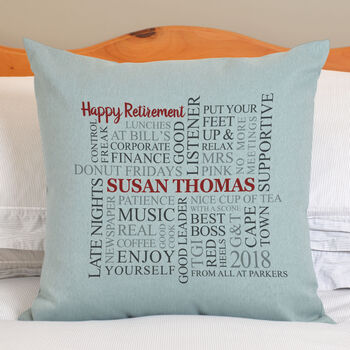 Personalised Retirement Word Art Cushion, 3 of 3
