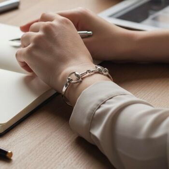 Personalised Sterling Silver Snaffle Bangle, 10 of 12