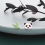 Mismatched Bamboo And Panda Leaf Stud Earrings In Sterling Silver, thumbnail 6 of 11