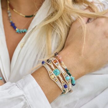 Sana Rough Cut Chakra Gemstone Stretch Bracelet, 6 of 7