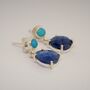 Turquoise Sapphire Silver Earrings, thumbnail 1 of 6