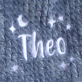 Personalised Dusty Blue Honeycomb Blanket For Baby, 4 of 8