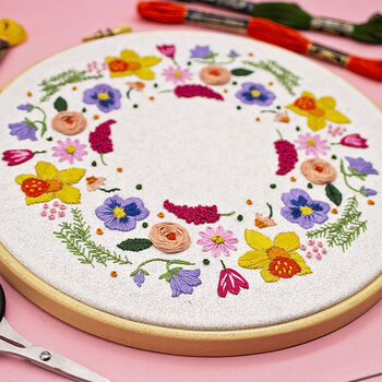 Spring Wreath Floral Embroidery Kit, 3 of 5