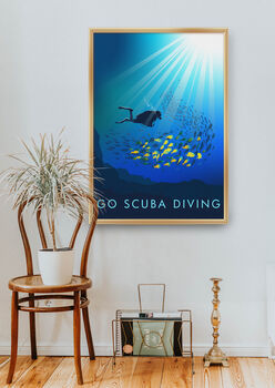 Go Scuba Diving Travel Poster Art Print, 5 of 8