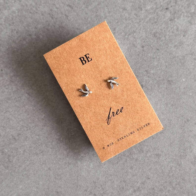 Be Free Sterling Silver Swallow Earrings, 1 of 7