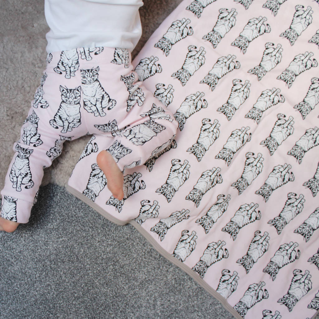 Pink Cat Baby Blanket By martha and hepsie