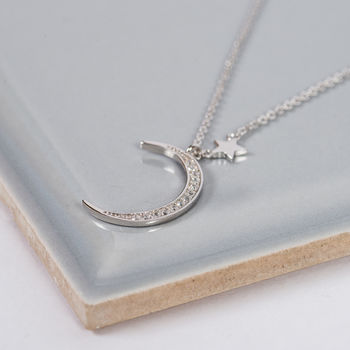 Sterling Silver Moon And Star Necklace, 3 of 7