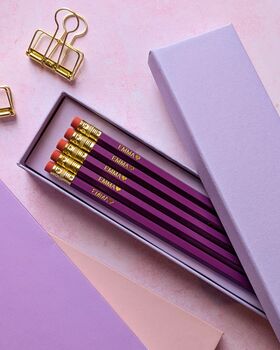Purple Personalised Pencil Gift Set, 2 of 2